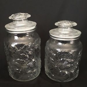 Vintage Glass Fruit Sculptured Canisters W/ Lids